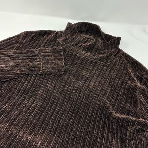 Vintage Ballinger Gold Womens Sz L Rayon Heather Brown Turtleneck Sweater L2